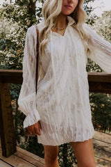 Boho Sunrise Chiffon Ruffle Mini Dress in Cream