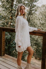 Boho Sunrise Chiffon Ruffle Mini Dress in Cream
