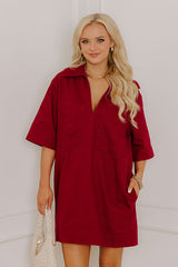 Uptown Darling Denim Mini Dress in Wine