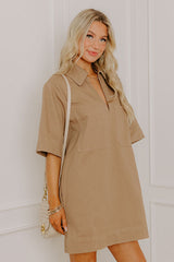 Uptown Darling Denim Mini Dress in Mocha