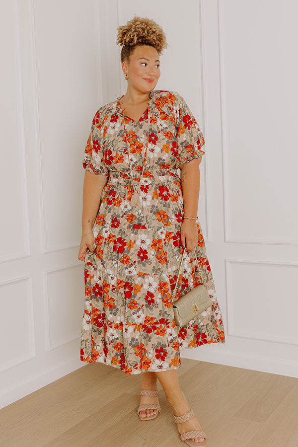 Harvest Charm Floral Midi Dress Curves