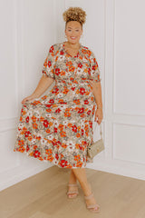 Harvest Charm Floral Midi Dress Curves