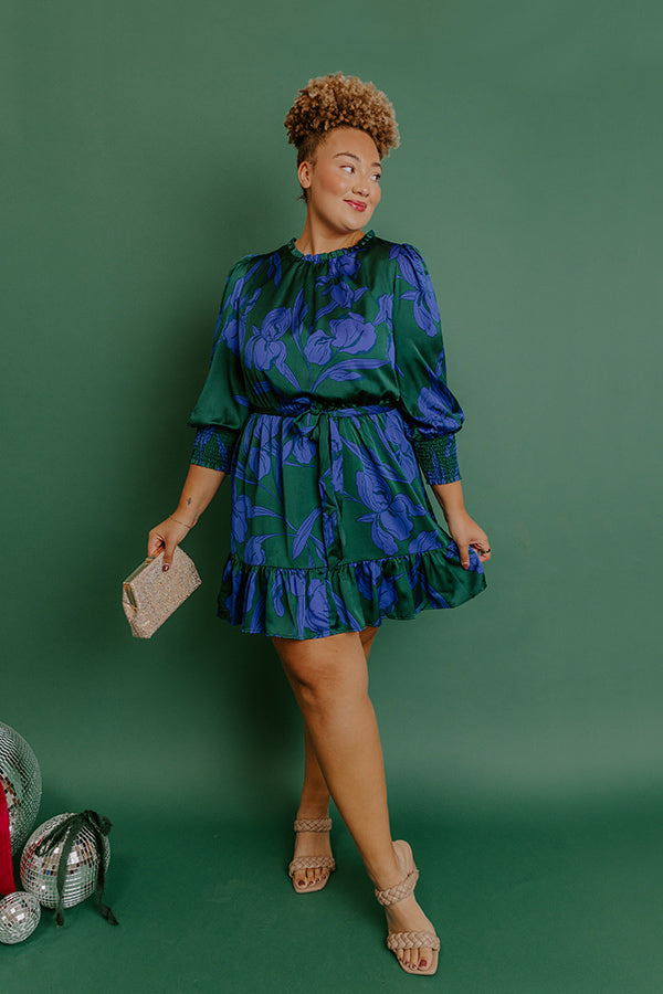 Rooftop Cocktails Floral Satin Mini Dress Curves