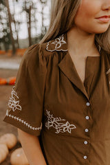 Autumn in Soho Embroidered Midi Dress