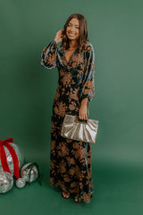 Poised Romance Floral Velvet Burnout Maxi Dress in Slate