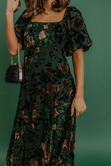 Brownstone Bliss Velvet Burnout Maxi Dress in Green