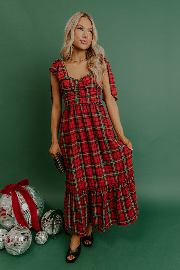 Holiday Party Plaid Midi Dress