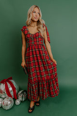 Holiday Party Plaid Midi Dress