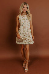 Fancy Seeing You Floral Jacquard Mini Dress