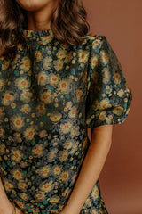 Moonlit Blooms Floral Jacquard Mini Dress