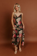 Candlelit Charm Floral Velvet Burnout Midi Dress