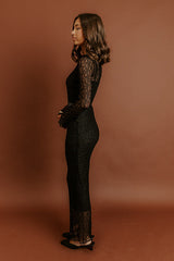 Twilight Muse Lace Maxi Dress in Black