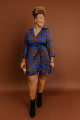 Dinner and a Movie Wrap Dress in Royal Blue Curves