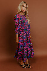 Vineyard Escape Smocked Floral Midi Dress