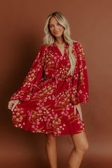 Luxury Excursions Floral Mini Dress in Red