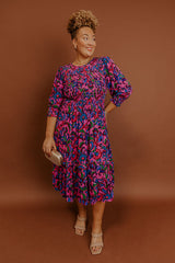 Vineyard Escape Smocked Floral Midi Dress Curves