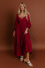 Feeling Graceful Midi Dress in Wine