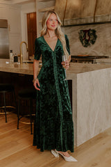 Heartfelt Elegance Floral Velvet Maxi Dress
