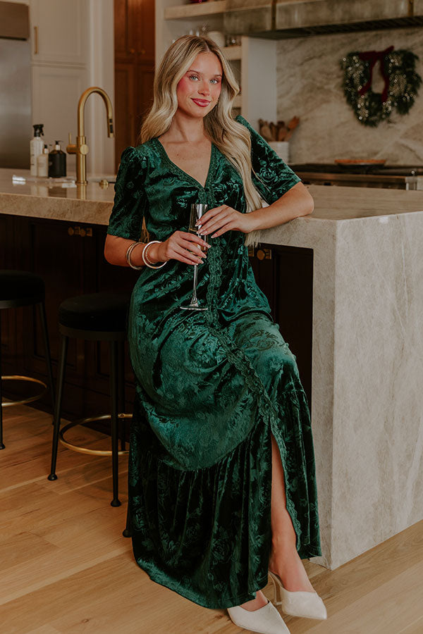 Heartfelt Elegance Floral Velvet Maxi Dress