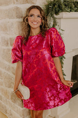Kiss Of Chic Floral Jacquard Mini Dress