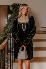 Cheers To Chic Jewel Embellished Velvet Mini Dress