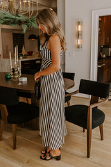 Forever in Style Stripe Satin Midi Dress