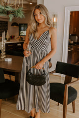 Forever in Style Stripe Satin Midi Dress