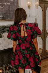 Rose Garden Chic Jacquard Mini Dress