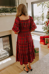 Plaid Kisses Midi Dress