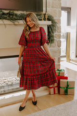 Plaid Kisses Midi Dress