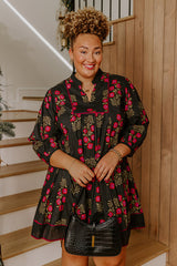 Dinner Party Chic Floral Mini Dress Curves