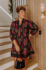 Dinner Party Chic Floral Mini Dress Curves