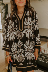 Twilight Grove Floral Mini Dress in Black