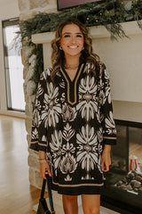 Twilight Grove Floral Mini Dress in Black