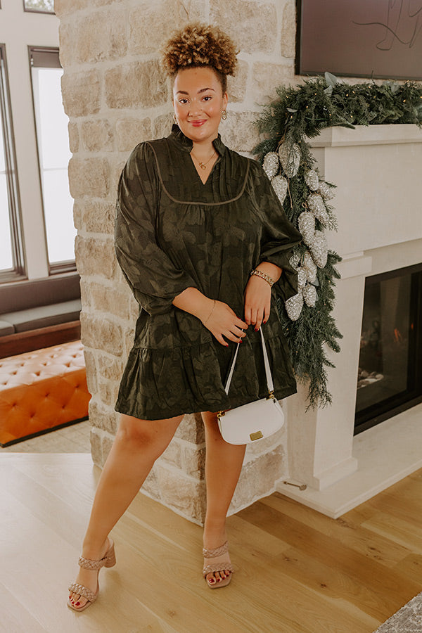 Uptown Gathering Floral Jacquard Mini Dress Curves