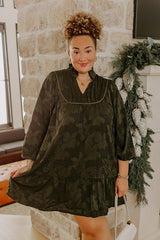 Uptown Gathering Floral Jacquard Mini Dress Curves