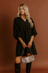 Dinner in Soho Scalloped Mini Dress in Black
