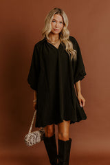 Dinner in Soho Scalloped Mini Dress in Black