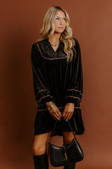 Candlelight Evening Velvet Mini Dress in Black