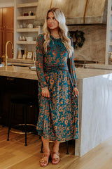 Evening Muse Floral Velvet Burnout Midi Dress