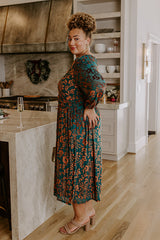 Evening Muse Floral Velvet Burnout Midi Dress Curves