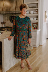 Evening Muse Floral Velvet Burnout Midi Dress Curves