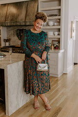 Evening Muse Floral Velvet Burnout Midi Dress Curves