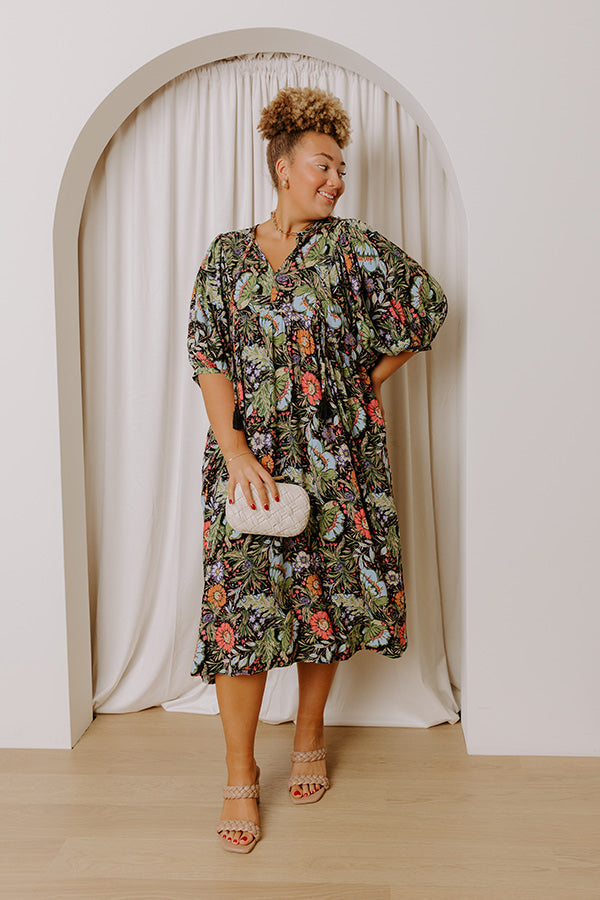 Uptown Views Floral Midi Dress Curves
