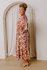 Boheme Whisper Floral Midi Dress in French Vanilla Curves