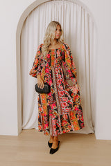 Boheme Whisper Floral Midi Dress in Black