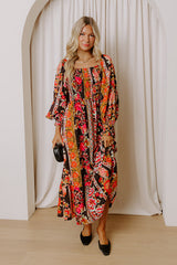Boheme Whisper Floral Midi Dress in Black