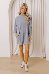 Cozy Cutie Vintage Wash Sweatshirt Mini Dress in Riverside