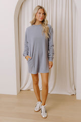 Cozy Cutie Vintage Wash Sweatshirt Mini Dress in Riverside