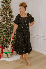Effortless Spots Embroidered Midi Dress Curves